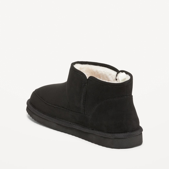 NWT OLD NAVY Faux Suede Sherpa-Lined Slippers Color: Blackjack SIZE 7 - Picture 4 of 6